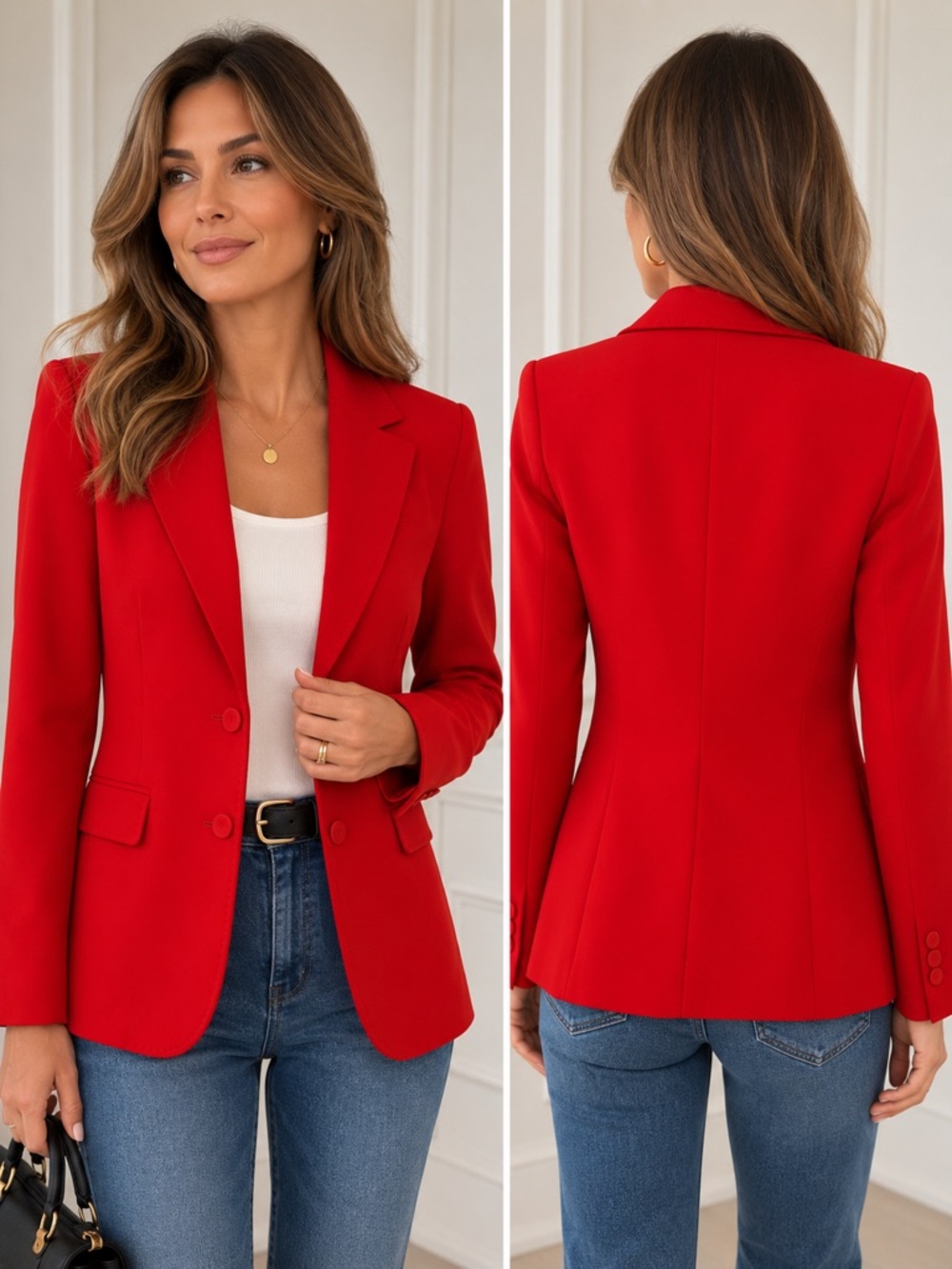 Mango Red Tailored Blazer Jacket Size S Career Office Chic - Picture 1 of 13